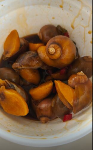 Sizzling Spicy Abalone Snails Buy one bucket, get one bucket free and a 350g taster pack. photo review